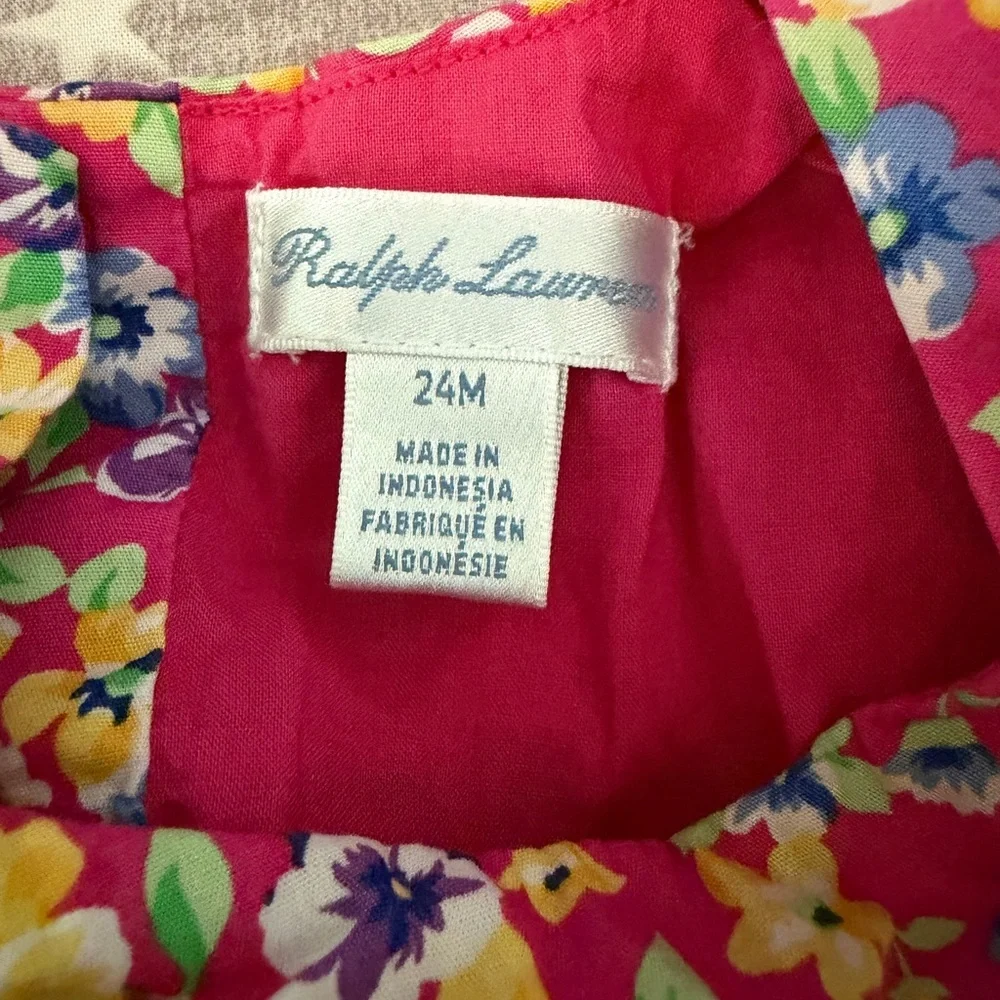 Ralph Lauren pink floral cotton dress - size 24M